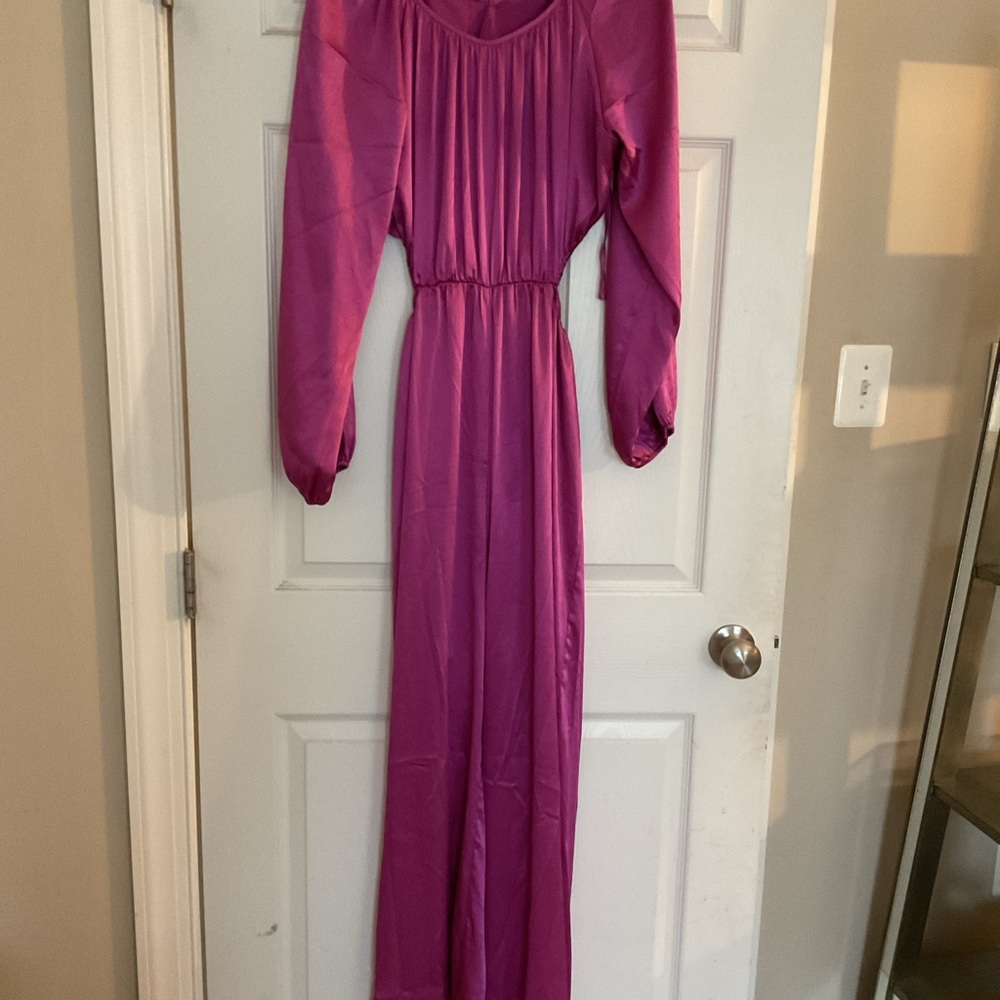Fuchsia Long Sleeve Maxi Jumpsuit